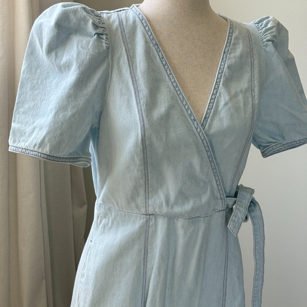 Kate Spade Faux Wrap Light Denim Dress size 8 Lightweight Spring Dress - Picture 4 of 9